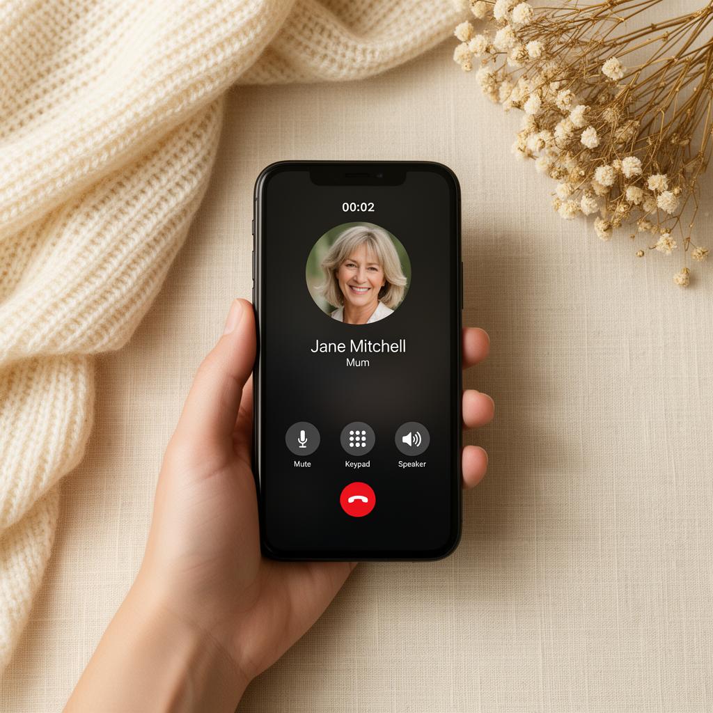 Phone in active call with Jane Mitchell