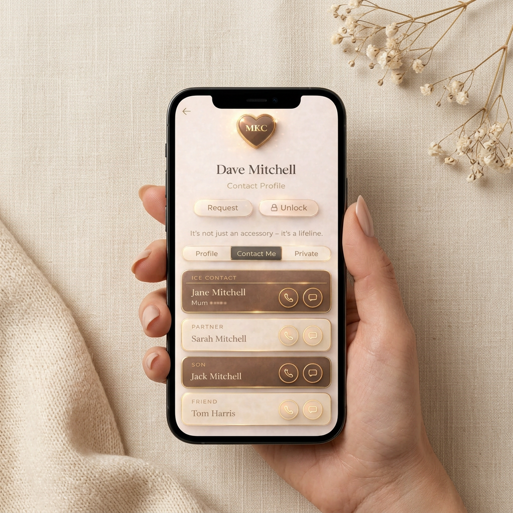 Phone showing Jane Mitchell contact profile
